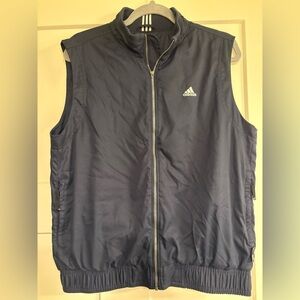 Y2K Adidas Large Men's Dark Blue Zip-Up Vest